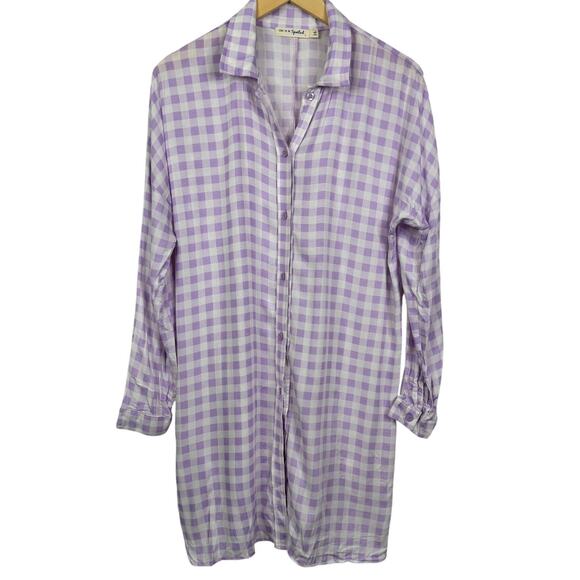 Live To Be Spoiled Oversized Button Down Shirt Dress Size L NWT - Picture 1 of 7